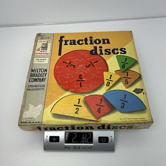 Vintage 1955 Milton Bradley Fraction Discs #9382 Learning Homeschool Education - Picture 11 of 13